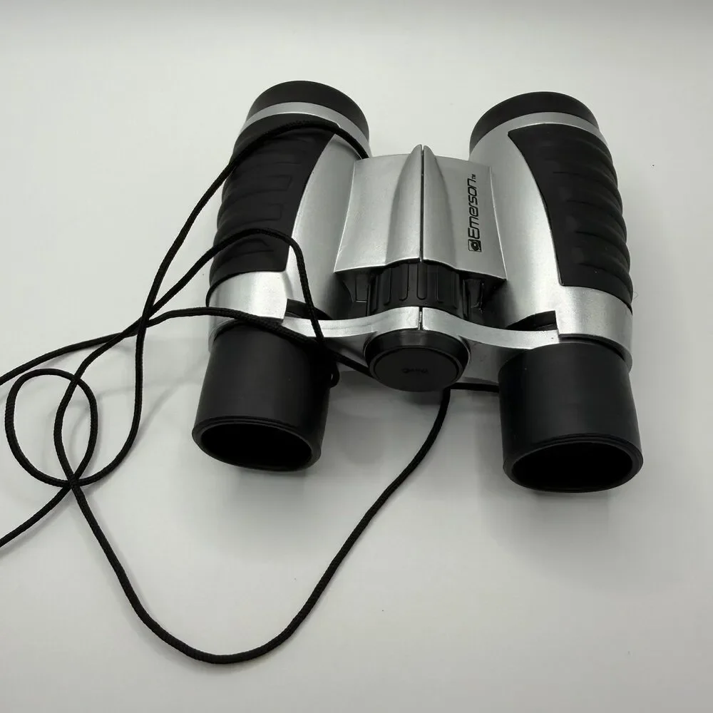 Emerson Gray Black Compact Foldable Lightweight Vision Zoom Binoculars with Case